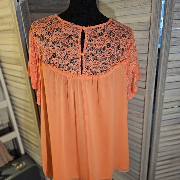 Torrid Tangerine lace top blouse - Picture 2 of 4